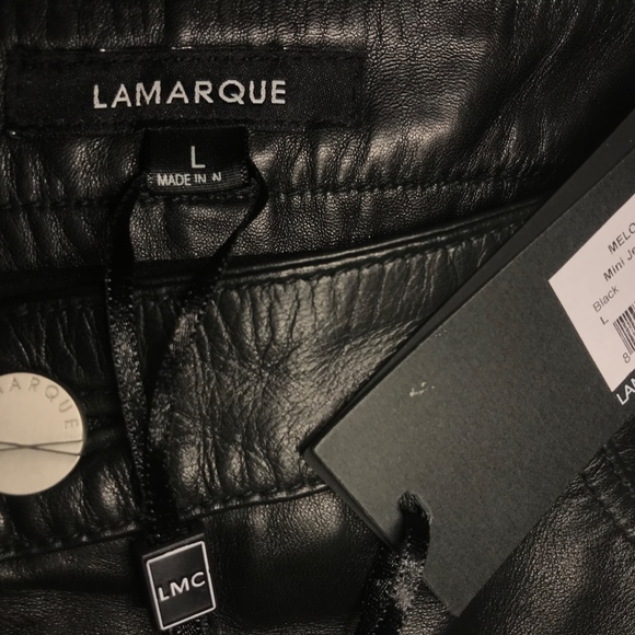 LAMARQUE MELORA ECO Black Leather Jean Mini Skirt - Picture 5 of 6